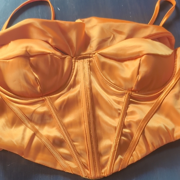 SHEIN Vibrant Orange Satin Bra Top - Picture 2 of 4